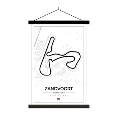 Produktbild von MuchoWow® Textilposter Formel 1 - Rundkurs Zandvoort - Rennstrecke - Niederlande - Weiß 60x90 cm mit schwarzem Rahmen - Poster Wohnzimmer
