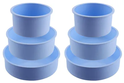 Obrázek produktu pro Silikonová sada forem na pečení – 6 kusů – s nepřilnavým povrchem – kulaté formy – různé velikosti: 4"/6"/8" – ideální pro koláče/chléb – forma na pečení