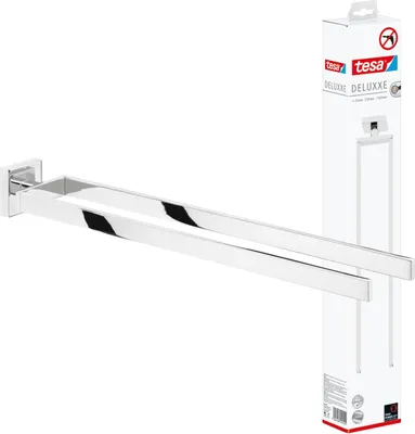 Produktbild von tesa DELUXXE Handtuchhalter, 2 Arme, inkl. Klebelösung, 72mm x 50mm x 450mm, 40403-00000-00