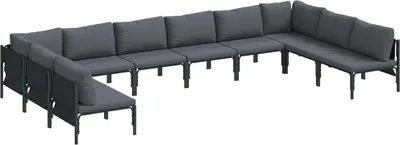 Immagine prodotto di vidaXL Set di divani da giardino con cuscini 10 pezzi Acciaio nero