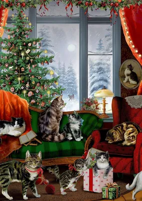 Produktbild von A4-Wand-Adventskalender - Katzen am Fenster