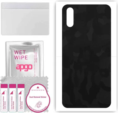 Produktbild von apgo Rückseite Schutzfolie, Skin, kompatibel mit Tecno Spark 4 Lite, Hinten Displayschutzfolie aus Vinylfolie, kratzfest, einfache Montage - Schwarzes Tarnmuster
