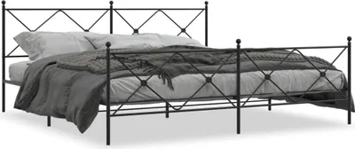 Produktbild von Möbel Bettgestell mit Kopf- und Fußteil Metall Schwarz 193x203 cm - Klassische Betten 376526