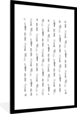 Produktbild von MuchoWow® Gerahmtes Poster Hintergrund - Schwarz - Weiß 60x90 cm - Poster mit Schwarzem Bilderrahmen Wandposter Rahmen Foto Bilder - Dekoration - Wandposter Wohnzimmer - Hochwertig