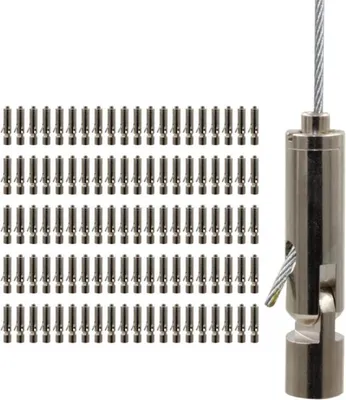 Produktbild von 100x Drahtseilhalter / Gripper 20, Gelenk mit M5 Innengewinde, für Drahtseil Ø 1,5 - 2,0 mm | vernickelt