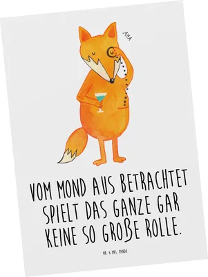 Produktbild von Mr. & Mrs. Panda Postkarte Fuchs Lord - Weiß - Geschenk, Füchse, Einladungskarte, Liebeskummer Geschenk, Ansichtskarte, Dankeskarte, Spruch lustig, Geburtstagskarte