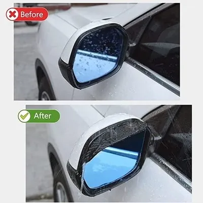Productafbeelding van Achterspiegelbeschermhoes, 2-delig, zonbescherming, carbonvezellook, regen- en zonbescherming voor auto's en vrachtwagens, zwart