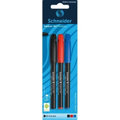 Produktbild von Schneider Fineliner Topliner 967 Blisterkarte mit 3 Stück, sortiert