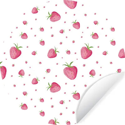 Produktbild von MuchoWow® Runde Wandtattoo - Wandsticker Tapete Aufkleber Erdbeere - Aquarell - Schablonen Ø 100 cm Selbstklebend und Repositionierbar - Wandaufkleber - Kreis - Tapetenkreis - Wandbild rund - Schlafzimmerdekoration - Wanddeko - runde Tapete - Kunst für zu Hause