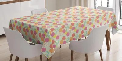 Produktbild von ABAKUHAUS Blumen Tischdecke, Pastellton Romantische Bouquet Anordnung und Wiederholung Doodle Art Spiralformen, 140 x 200 cm, Mehrfarbig