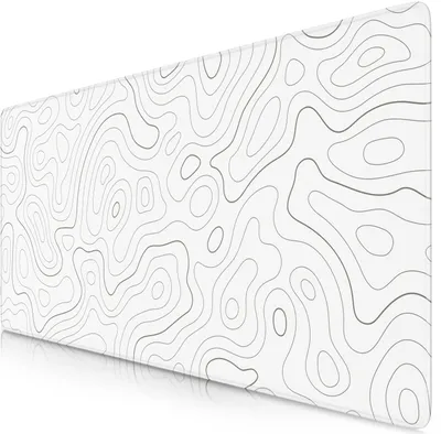 Produktbild von Titanwolf Gaming Mauspad XXL, 900 x 400 x 3 mm, Schreibtischunterlage, abwaschbar, rutschfeste Rückseite, Geschwindigkeit & Präzision, Topography white