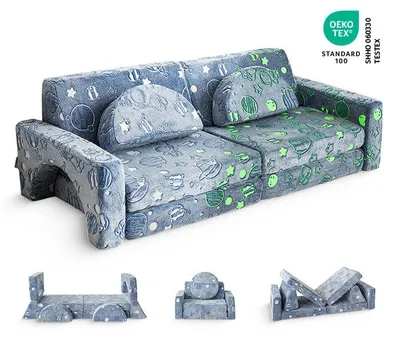 Produktbild von Spielcouch-Sofa für Kinder – 10-teiliges Set für Schlaf- und Spielbereich - Weltraum