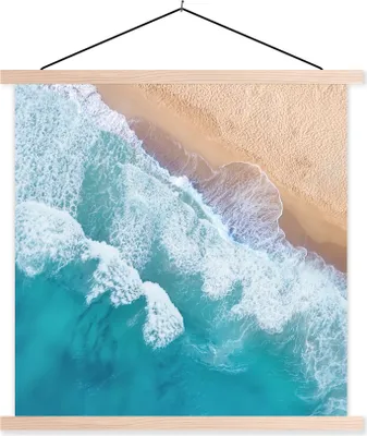 Produktbild von MuchoWow® Textilposter Meer - Wasser - Schaum 60x60 cm mit holzfarbenen Rahmen - Wanddekoration