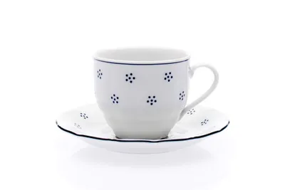 Obrázok produktu pre Šálka a podšálka na kávu, český porcelán, Verona, 230 ml, modrá valbela, G. Benedikt