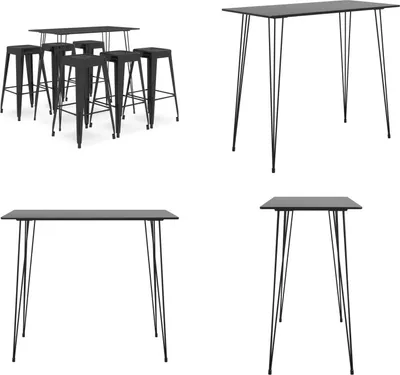 Produktbild von vidaXL 7 tlg. Bar Set Schwarz - Bar-Set - Bar-Sets - Bartisch Mit Barhocker - Bartische Mit Barhocker