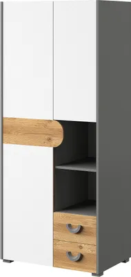 Image de Minio, Armoire "CARINA 1", couleur blanche / chêne nash / graphite clair