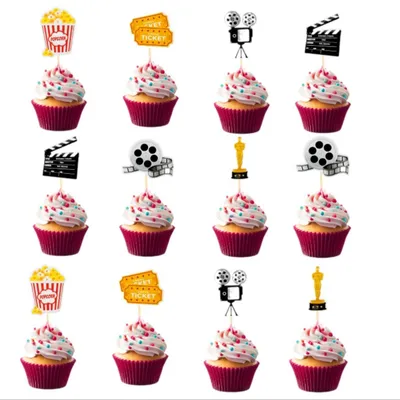 12 Filmabend Tortenaufsätze, Kuchen Dekoration, Cupcake Topper
