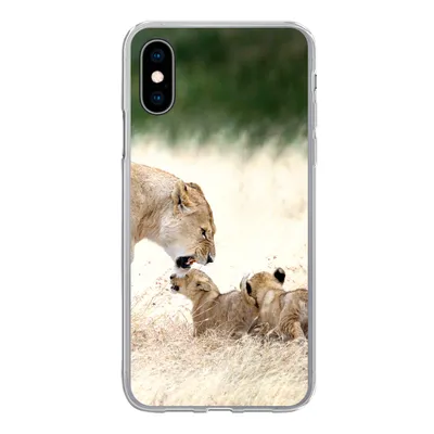 Produktbild von MuchoWow® Handyhülle Schutzhülle Hülle für iPhone X Löwe - Gras - Junge - Familie Silikon Softcase Handy Hülle - Handyhülle