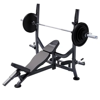 Produktbild von MAXXUS Hantelbank - mit Ablage, 130 kg Set: 50mm Hantelscheiben, 218 cm Langhantelstange - Schrägbank, Trainingsbank mit Gewichten, Bankdrücken Bank