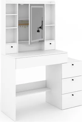 Image de Coiffeuse Vicco Livora Blanc 105.5cm avec miroir LED, Model 53023