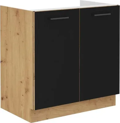 Image de Meuble pour évier MALILA – largeur 80 cm, noir / chêne artisan