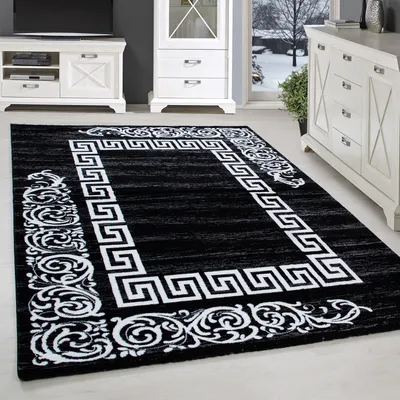 Produktbild von Kurzflor Teppiche Modernes Design Teppiche im modernen Stil Teppich Wohnzimmer, Schlafzimmer, Größe : 200 cm x 290 cm , Farbe : Schwarz-3