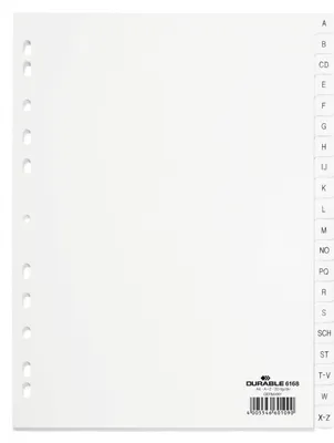 Produktbild von DURABLE Register A4 20-tlg. A-Z geprägt PP, 616802 weiß