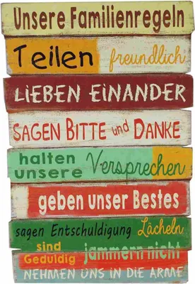 Produktbild von Holzschild Wandschild Holz Familienregeln Retroschild Vintage Schild
