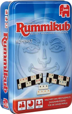 The image shows the packaging of the Rummikub Compact board game.