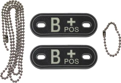 Produktbild von MFH Blutgruppenmarken, mit Ketten, "B POS", 3D, nachleuchtend
