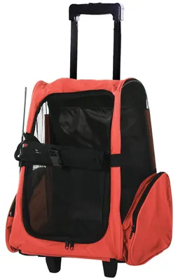 Produktbild von PawHut Hundetrolley Transporttasche Tragetasche 2-in-1 Haustierrucksack Rot
