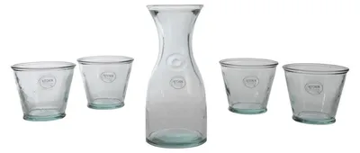 Immagine prodotto di Bottiglia Krug, caraffa per acqua, con 4 bicchieri, in vetro riciclabile, trasparente