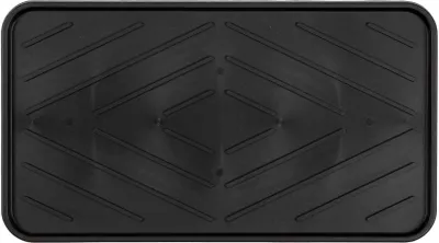A black shoe tray with a diamond pattern.