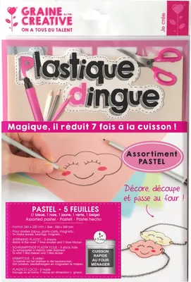 Produktbild von Graine Creative Schrumpffolie A4 Pastell 5 Blatt Bastelset