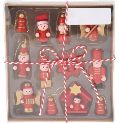 Produktbild von Weihnachtsbaumspielzeuge aus Holz, 12er-Set
