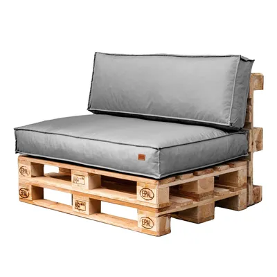 Produktbild von Palettenkissen Sitz 120x80x15 cm mit Rückenkissen Gartenkissen wasserabweisend verschiedene Farben-grau