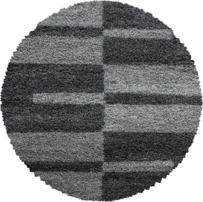 Obrázok produktu pre Homebyhome Koberec s vysokým vlasom, strapatý, kockovaný vzor, mäkký a hebký koberec do obývacej izby, pohodlný, rozmer: 120 cm, okrúhly