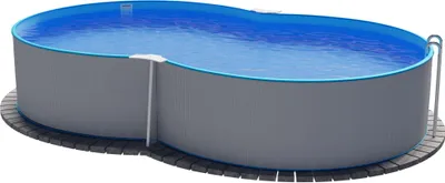 Produktbild von Stahlwandpool achtform 650x420x120 cm, Stahl 0,4 mm weiß, Folie 0,4 mm blau, Einhängebiese