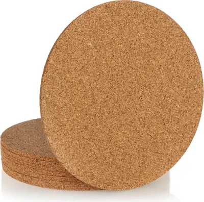 Zdjęcie produktu dla com-four® 8x podstawki korkowe, okrągłe, Ø 19 x 0,5 cm, okrągłe podstawki pod garnki, patelnie, kuchenne i domowe, żaroodporne