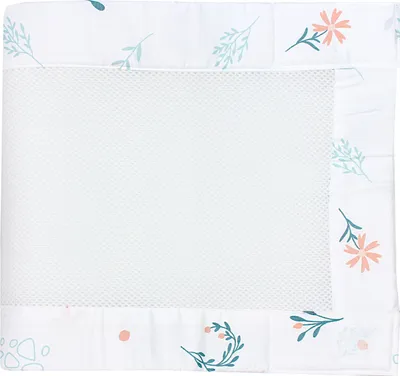 Produktbild von TupTam Gitterstäbe Schutz Netz Babybett Nestchen 3D Mesh 2 Pack, Farbe: rosa Blumen, Größe: ca. 128 x 30 cm (für Babybett 140x70)