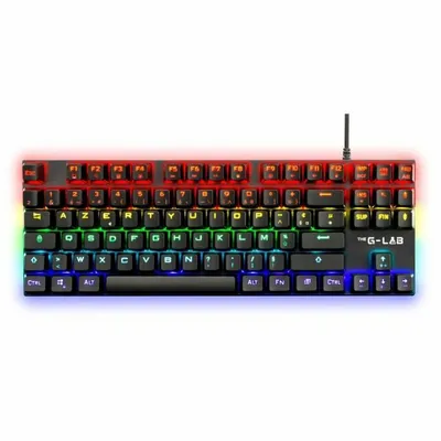 Produktbild von KEYZ Mercury TKL Gaming-Tastatur – Mechanisch (Rote Schalter) – Kabelgebunden, Regenbogenfarben – AZERTY – Schwarz