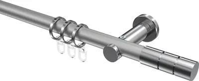 Produktbild von Interdeco Gardinenstange / Vorhangstange Silbergrau / Chrom, Typ Platon Elanto (Rillenzylinder), 20 mm Ø 1-läufig, 140 cm