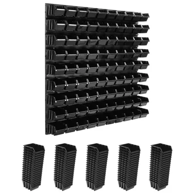 Produktbild von Lagersystem Wandregal 772 x 780 mm | 90 stck. Box | Stapelboxen Schüttenregal Sichtlagerkästen | Extra Starke Wandplatten | Regal Erweiterbar | Werkstattregal Lagerregal Werkstattwandregal Steckregal