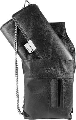 Produktbild von Leonardo Verrelli, Echtleder Kellner-Geldbörse, mit Tasche u. Kette, Tuck Lock Verschluss, schwarz