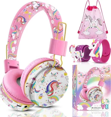 Produktbild von Kinder, Einhorn Kopfhörer Kabellos Kinder mit Kabel, Bluetooth Kopfhörer Over Ear für Mädchen mit Mikrofon, Schule Kleinkind Kopfhörer ab 3-10 Jahre,