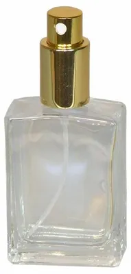 Produktbild von 1 Flakon leer 30 ml mit Zerstäuberpumpe und Kappe Gold