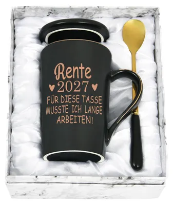 Keramische Marmorbecher 400 ml mit Deckel und Löffel