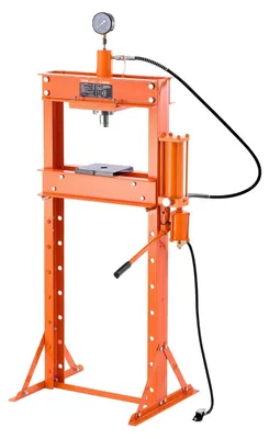 Zdjęcie produktu dla Hydrauliczna prasa warsztatowa VEVOR 20 t (rama H) z płytą dociskową, regulowana prasa hydrauliczna (maks. cylinder 14 cm) z trójkątnym wspornikiem, odpowiednia do gięcia, prostowania i wykrawania Orange