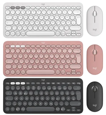 Produktbild von Logitech 920-012205, Kabellos, RF Wireless + Bluetooth, Scherenschalter, QWERTZ, Pink, Maus enthalten