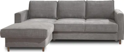 Image de Lisa Design Jake - canapé d'angle gauche - convertible avec coffre - 4 places - en velours côtelé , Gris clair